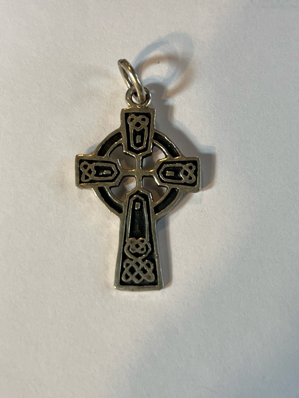 Celtic Cross Pendant in Sterling Silver and Black